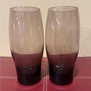 Vintage Set of 2 Retro 1970s Highball / Tumbler Glasses Amethyst Purple